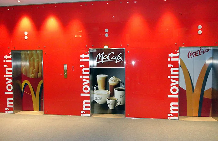 McDonald's office elevator graphics